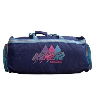 Vintage K2 Large Duffle Travel Bag Black Shoulder Strap Ski Snowboard USA